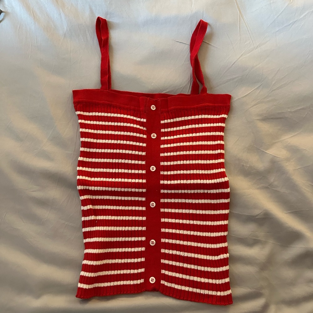 Rouje Red and White Striped Tank Top